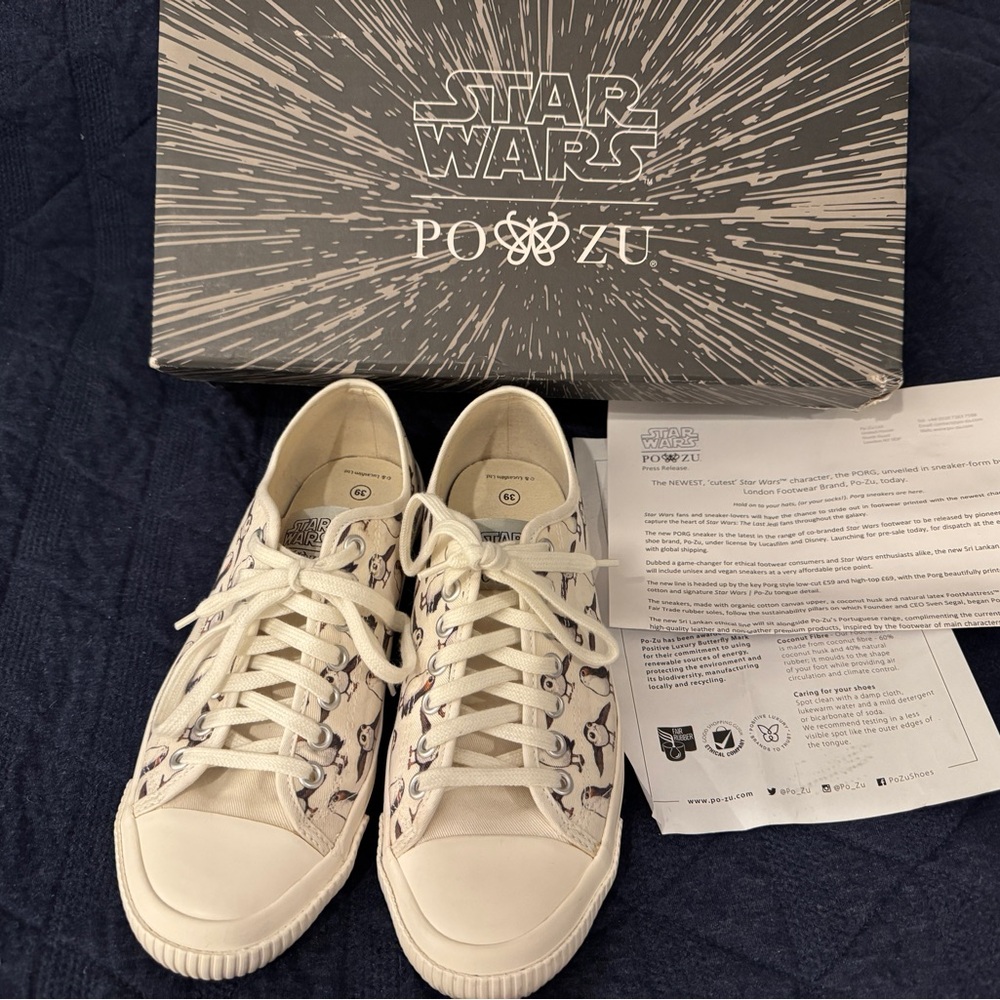 Po-Zu Star Wars White Sneakers Women’s Size 8 - Excellent Condition